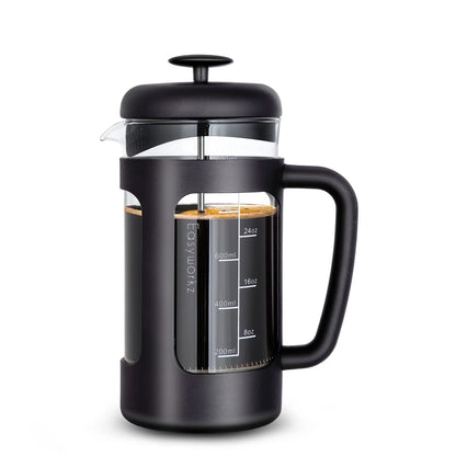 French Press  Coffee Tea Maker with Borosilicate Glass,Soft Grip Handle