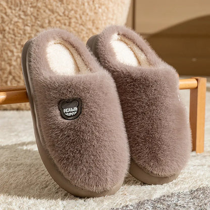 Winter Plush Couple Slippers for Men & Women Ultra Soft Memory Foam Cloud Comfort Non-Slip Thick Sole Indoor/Outdoor House Shoes