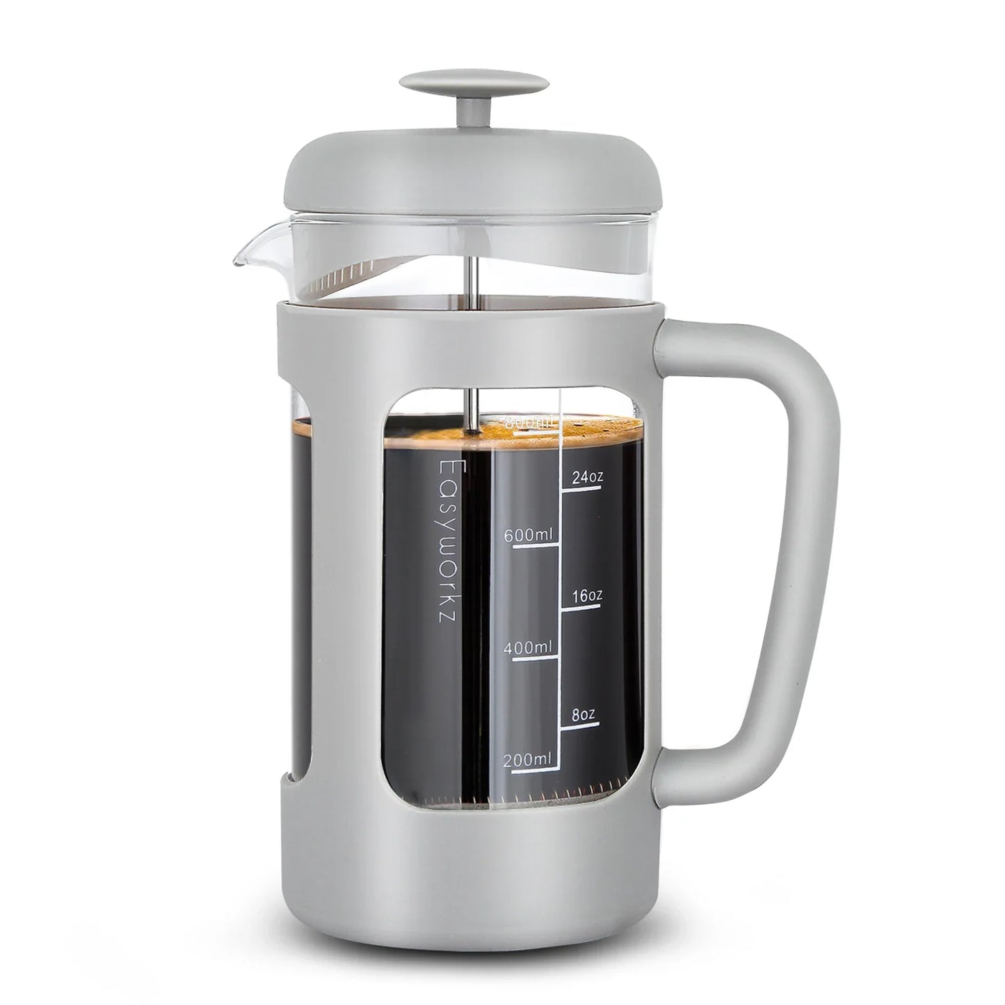 French Press  Coffee Tea Maker with Borosilicate Glass,Soft Grip Handle