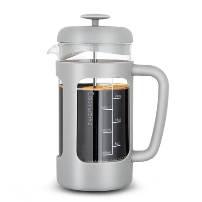 French Press  Coffee Tea Maker with Borosilicate Glass,Soft Grip Handle