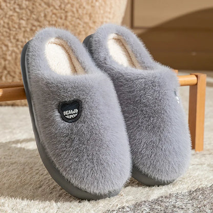 Winter Plush Couple Slippers for Men & Women Ultra Soft Memory Foam Cloud Comfort Non-Slip Thick Sole Indoor/Outdoor House Shoes