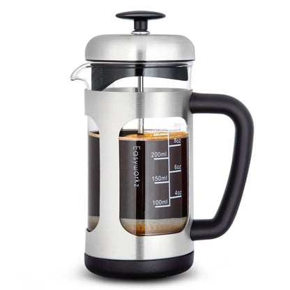 French Press  Coffee Tea Maker with Borosilicate Glass,Soft Grip Handle