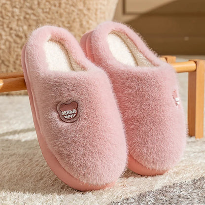 Winter Plush Couple Slippers for Men & Women Ultra Soft Memory Foam Cloud Comfort Non-Slip Thick Sole Indoor/Outdoor House Shoes