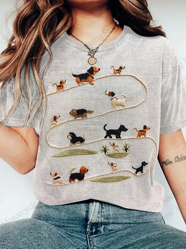 Women's T-Shirt 3D Vintage Cat Print T-shirt Women Fashion Casual Short Sleeve T-Shirt Women Clothing Funny Cartoon Animal Tops
