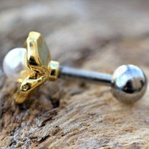 Gold Plated Pearl Flower Cartilage Earring