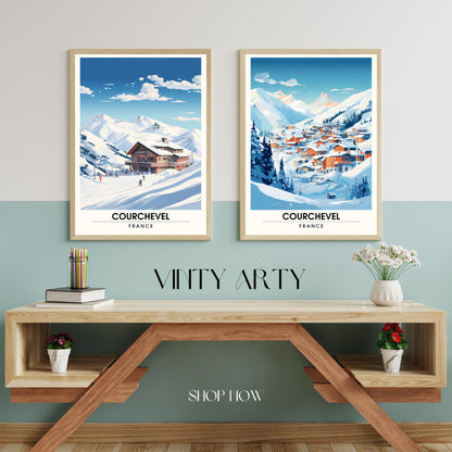 Affiche Courchevel | impression station Courchevel  | affiche montagne | Affiche ski