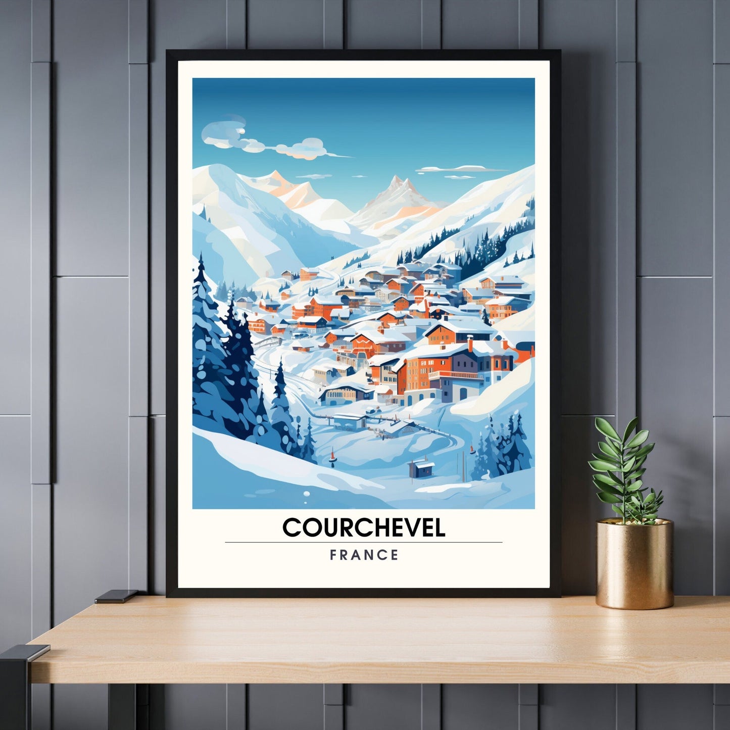 Affiche Courchevel | impression station Courchevel  | affiche montagne | Affiche ski