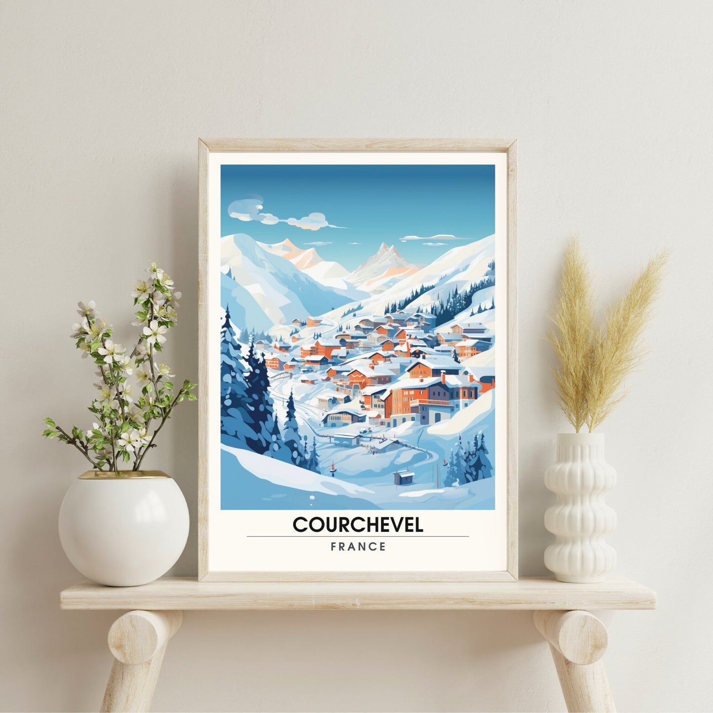 Affiche Courchevel | impression station Courchevel  | affiche montagne | Affiche ski