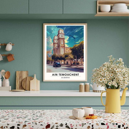 Affiche Ain Témouchent, Algérie  | Affiche de voyage Algérie| Affiche mosquée