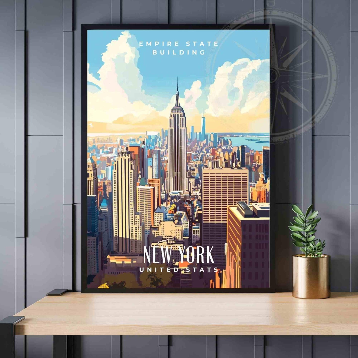 Affiche New York | Impression New York City | Vue depuis le Top of The Rock sur l'Empire State Building