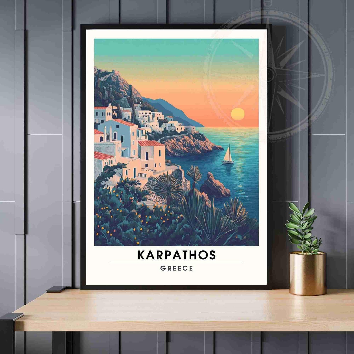 Affiche Karpathos | Impression de voyage Karpathos, Grèce - Au coucher de soleil