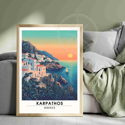 Affiche Karpathos | Impression de voyage Karpathos, Grèce - Au coucher de soleil