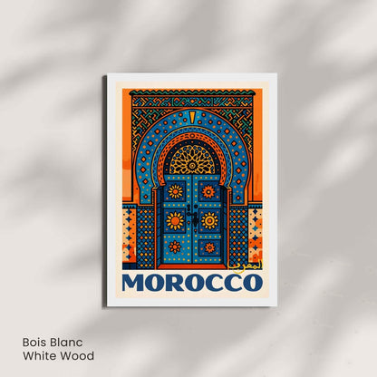 Affiche Maroc – Porte Bleue et Oranges | Impression Marocaine